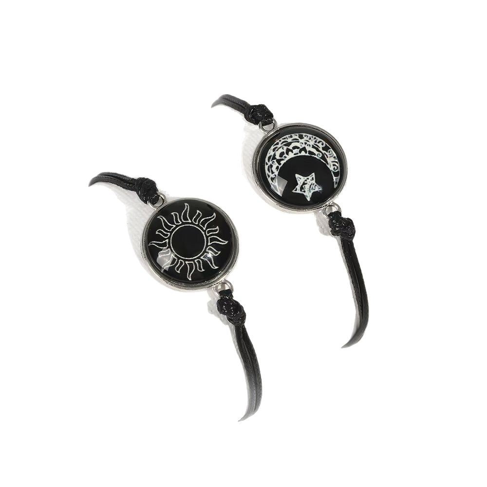 Wholesale Glow In The Dark Yin Yang Couple Bracelet Handwoven Rope With Zinc Alloy Pendant Unisex Valentine Gift Jewelry Accessory