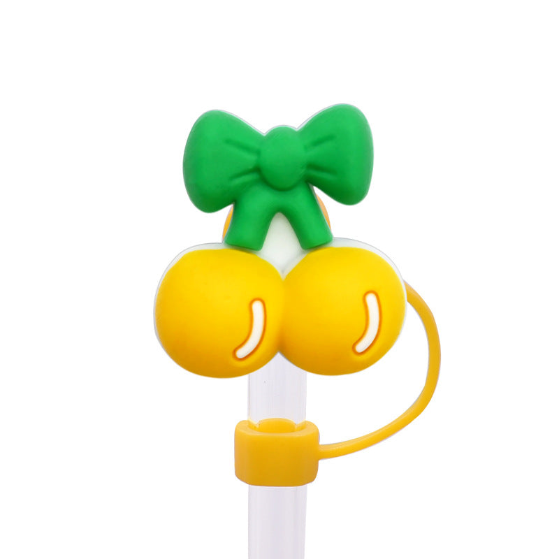 Wholesale Random 100pcs Multicolor Cherry Straw Cover 10MM Straw Tube Cap