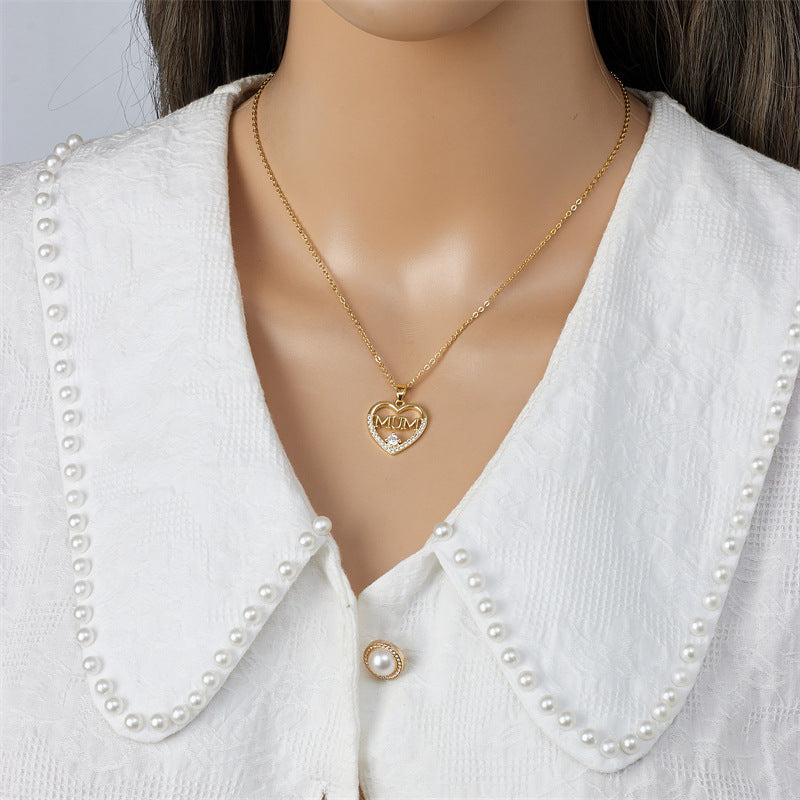 Wholesale Mother's Day Necklace Love Pendant Clavicle Chain Heart Necklace Choker Necklace ACC-NE-Rongc012