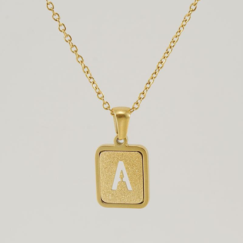 Wholesale 18K stainless steel hollow 26 English letter necklace