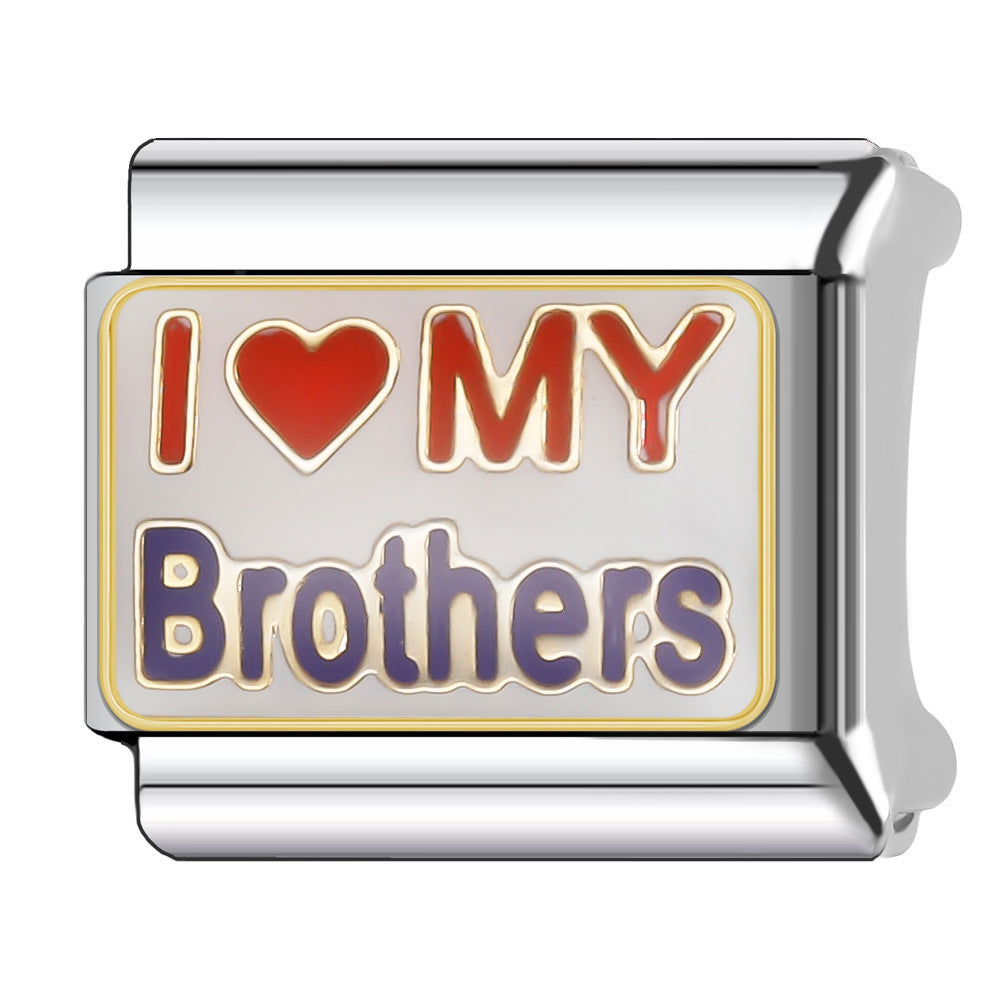 Wholesale Italian Charm Bracelet 9mm DIY Splicing English Series Stainless Steel Composable Bracelet