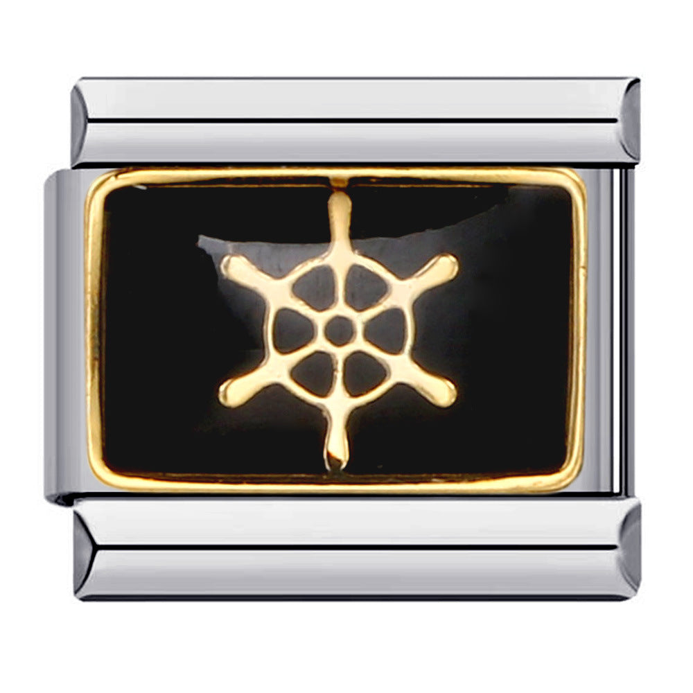 Wholesale Italian Charm Bracelet 9mm DIY Splicing Removable Black Gold Plated Oil Drop Cartoon Stainless Steel Composable Bracelet