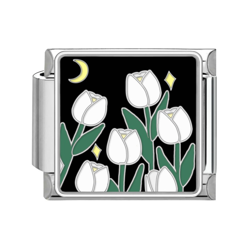 Wholesale Italian Charm Bracelet 9mm DIY Splicing Removable Flowers Stainless Steel Composable Bracelet