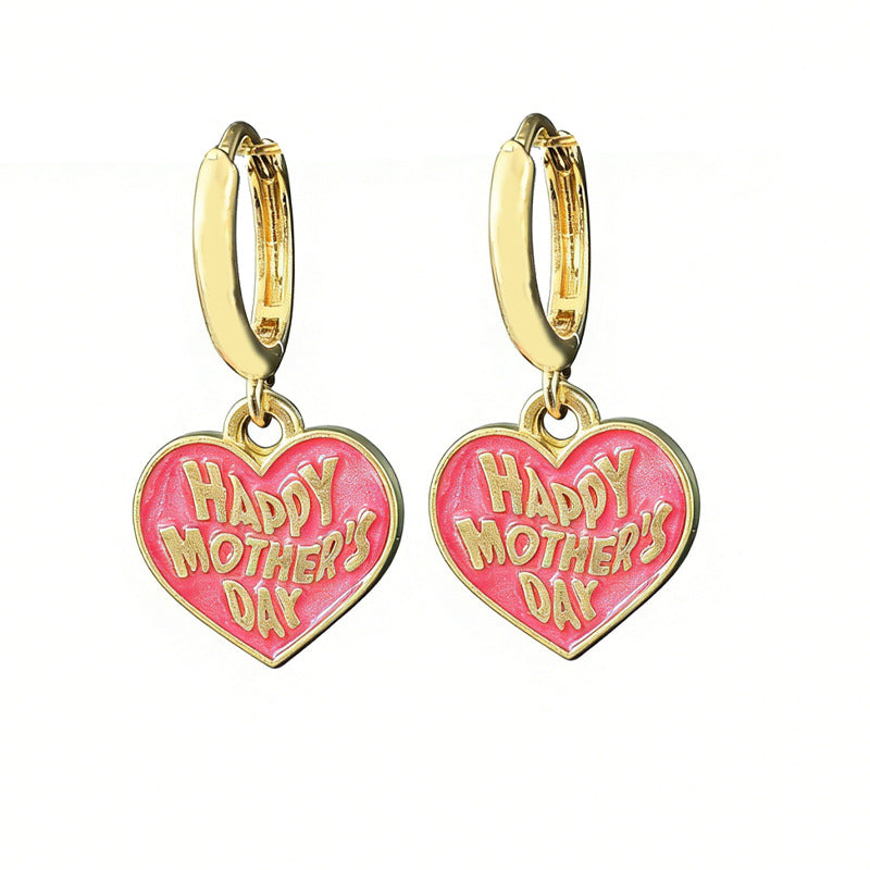 Wholesale 2 Pairs Alloy Flower Heart Earrings Mother's Day Earring Pendant Jewelry