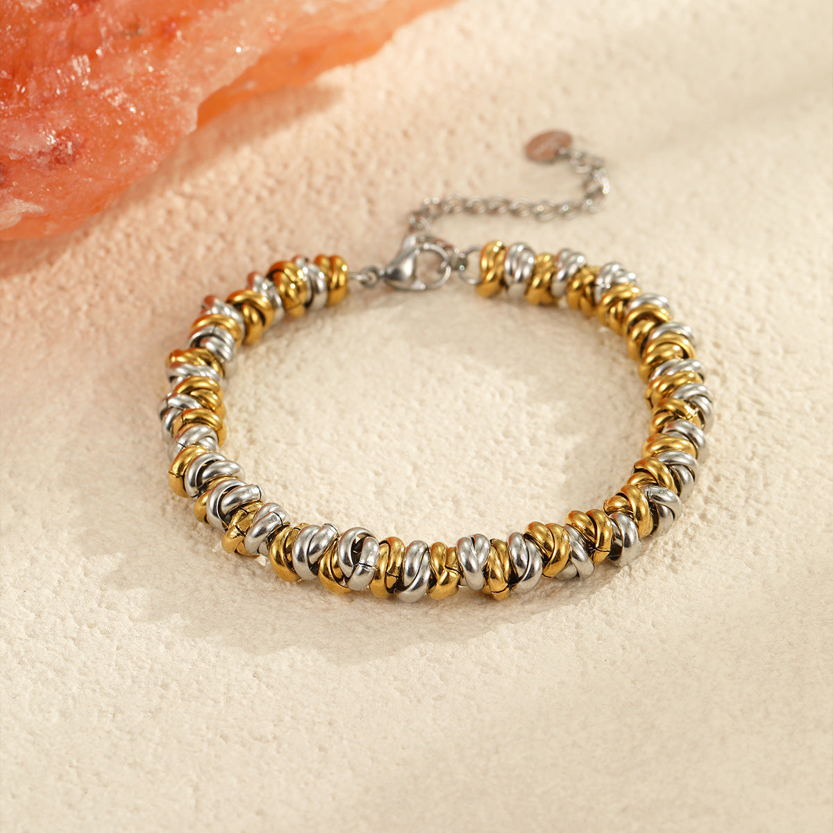 Wholesale  metal style color matching design thick chain stainless steel  bracelet