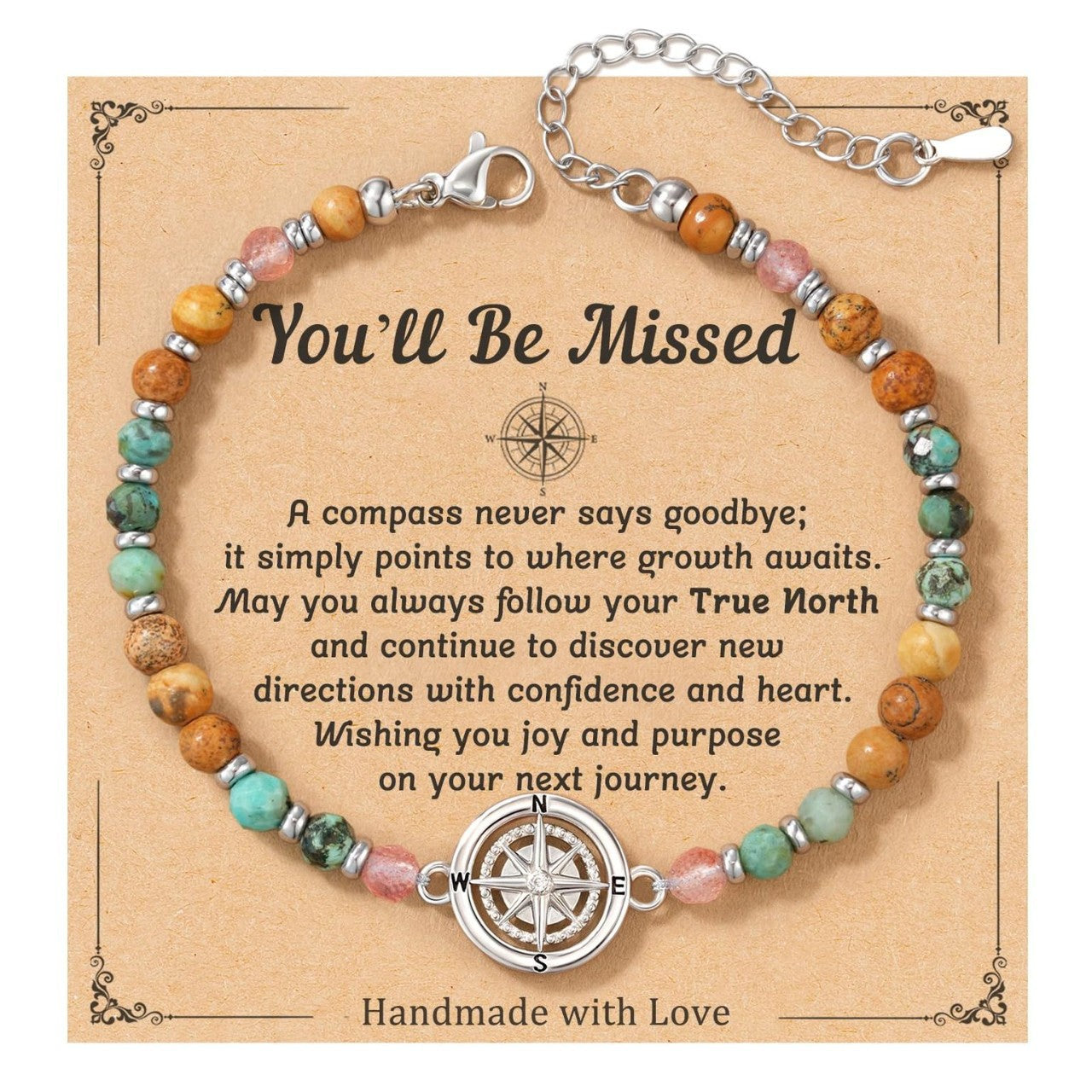 Wholesale Stainless Steel Retirement Gift 4mm Natural Stone Silver Beads Bracelet