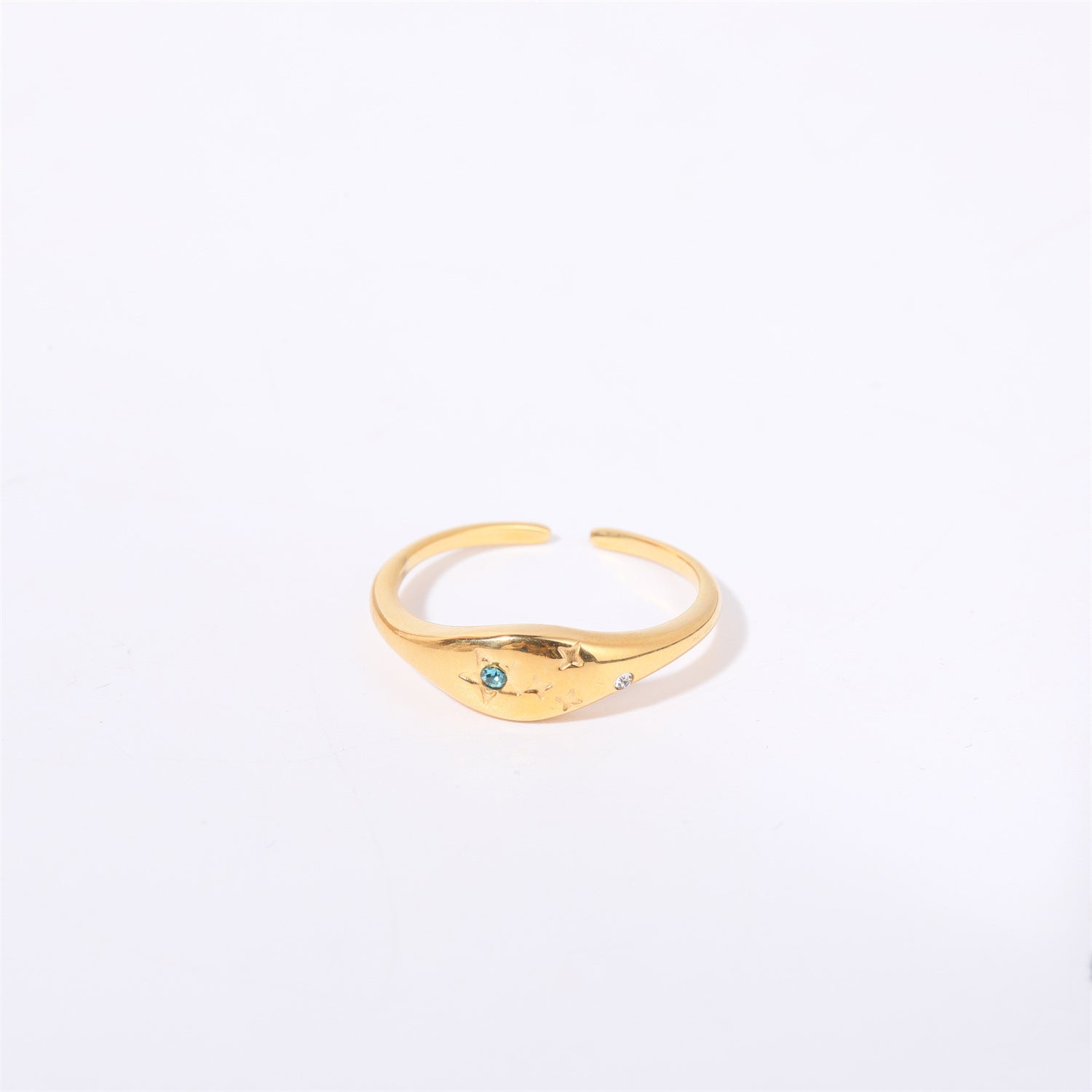 Wholesale 18k Gold Plated Star Zircon Titanium Steel Zodiac Sign Ring