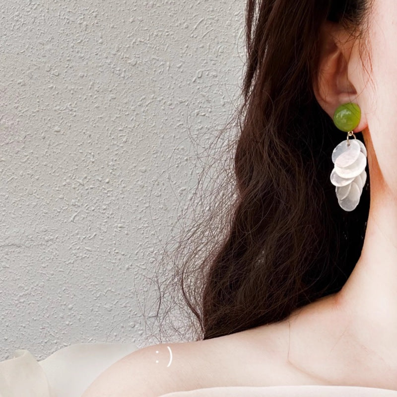 Wholesale Avocado green earrings Summer shell earrings