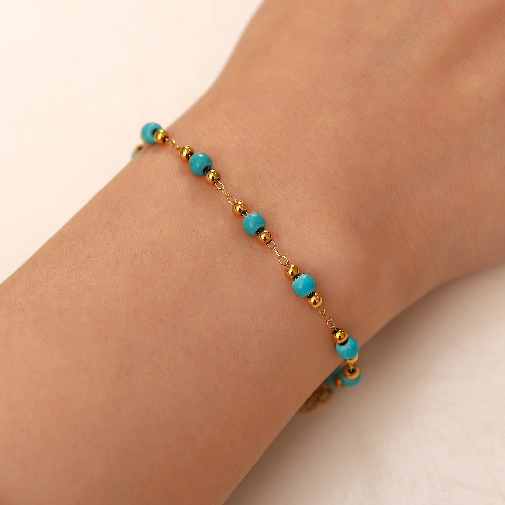 Wholesale 18K Gold Plated Bracelet Stainless Steel Bracelets Turquoise Bracelet ACC-BT-JD002