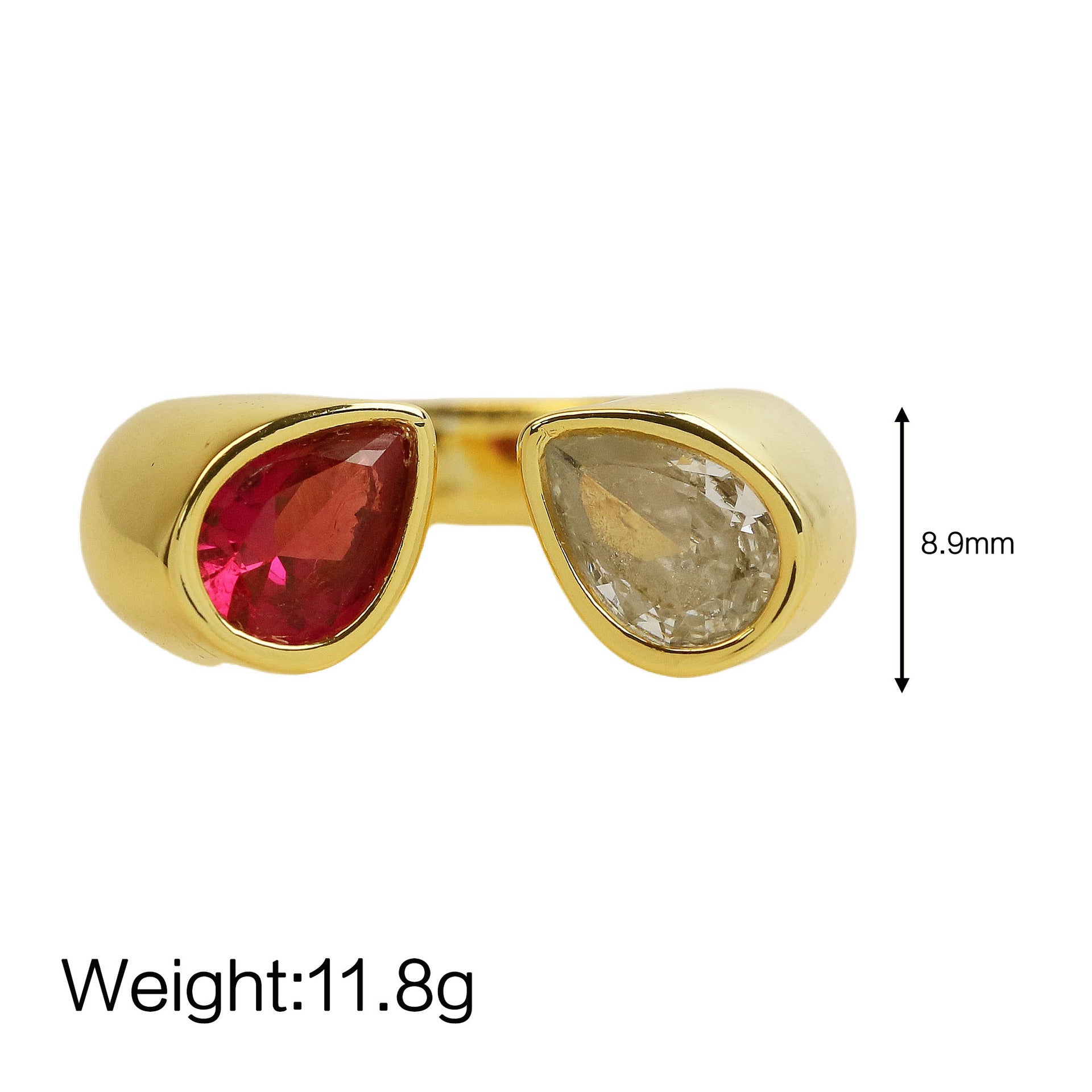Wholesale 18k Gold Brass Geometric Water Drop Pear Shape Main Stone Women's Ring