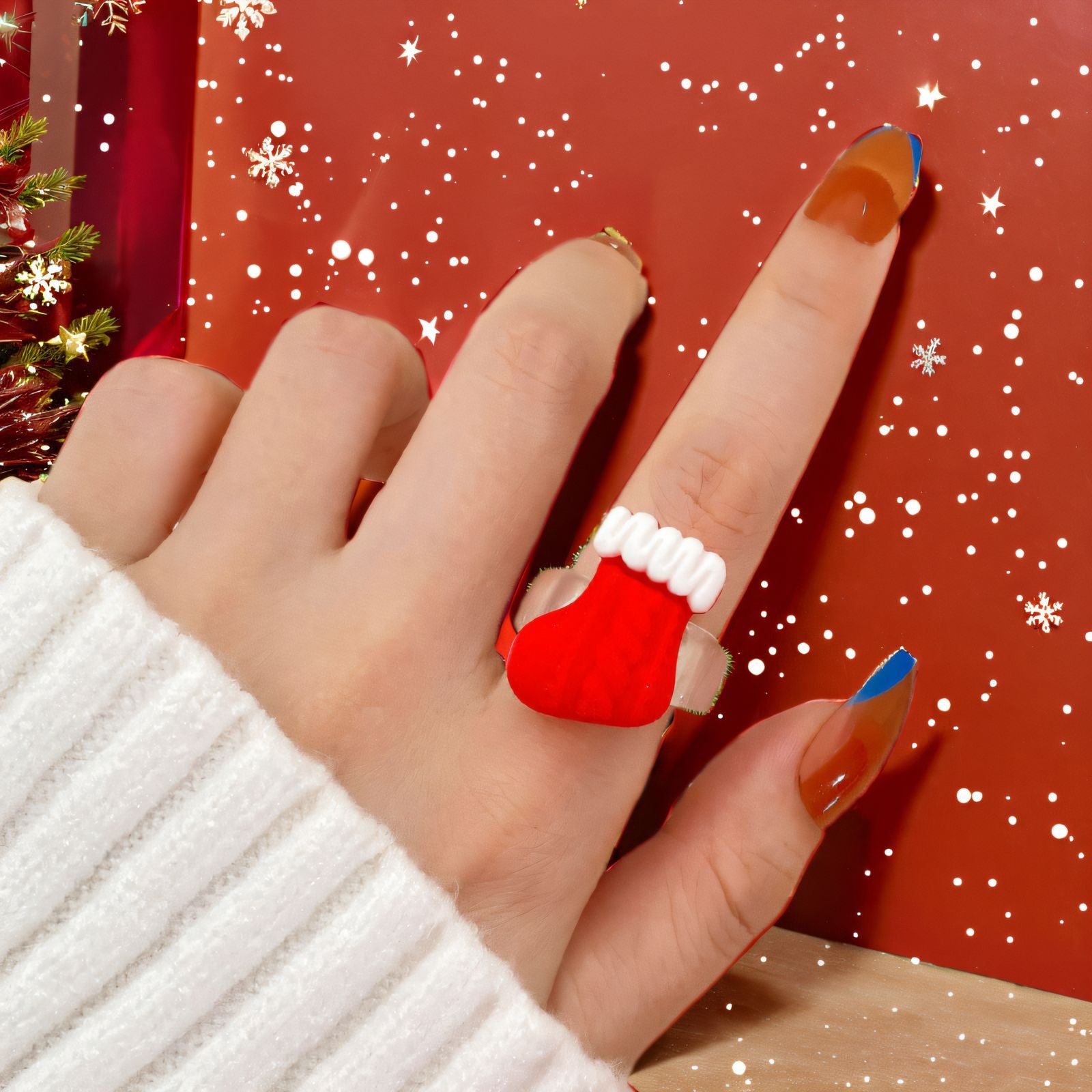 Wholesale Christmas Animal Pendant Elk Cane Open Rings ACC-RS-GaoTu001