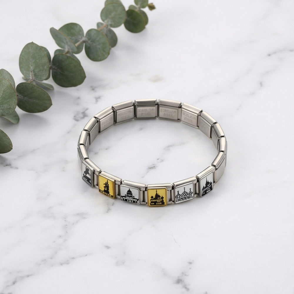 Wholesale Stainless Steel Bracelet with Russian Architectural Pattern Chic Everyday Wear