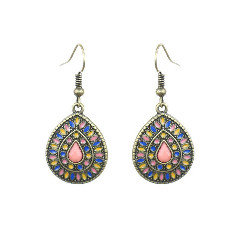 Wholesale Vintage Alloy Geometric Water Drop Oil Drop Tassel Earrings Party Jewelry Accessory