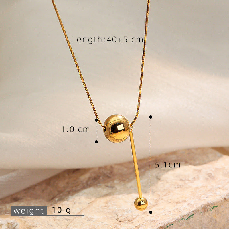 Wholesale Stainless steel double-layered gold bead necklace