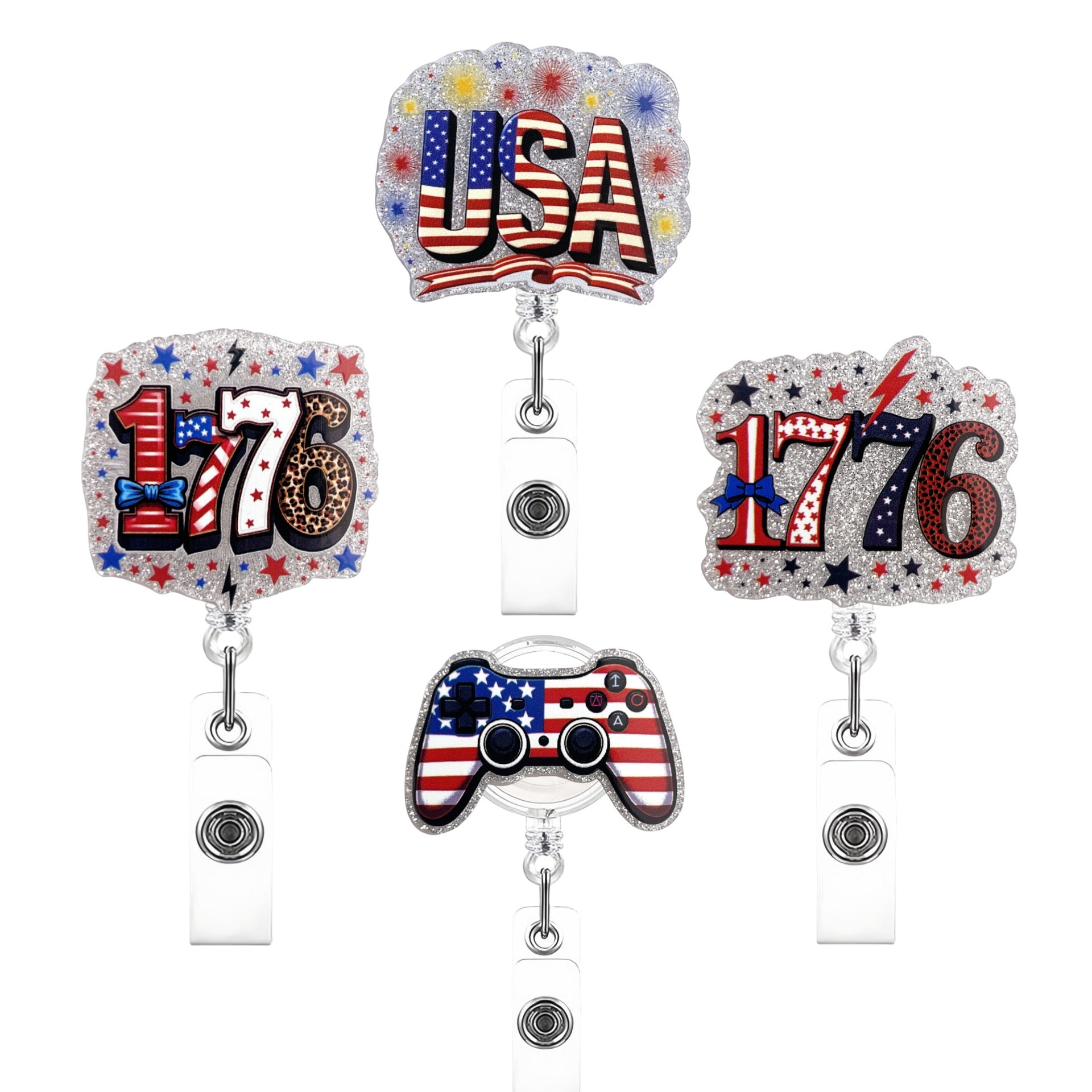 Wholesale Independence Day Badge Reels Keychains
