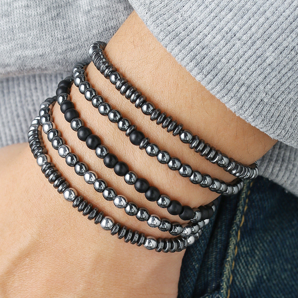 Set di braccialetti lunghi in rame satinato nero all'ingrosso con disco volante con sfere di diamanti in zirconio