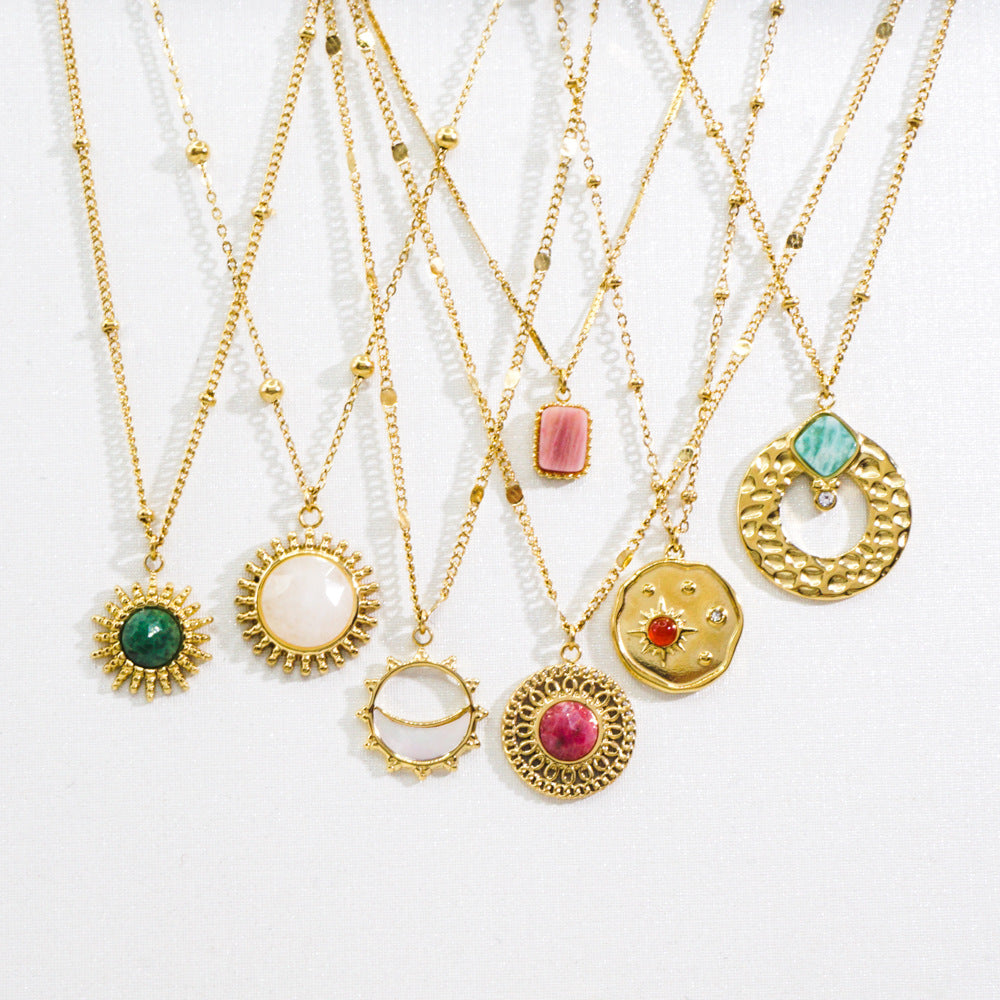 Wholesale 316L Titanium Steel Light Luxury Necklace Natural Stone Shell Fashion 14K Gold Necklace