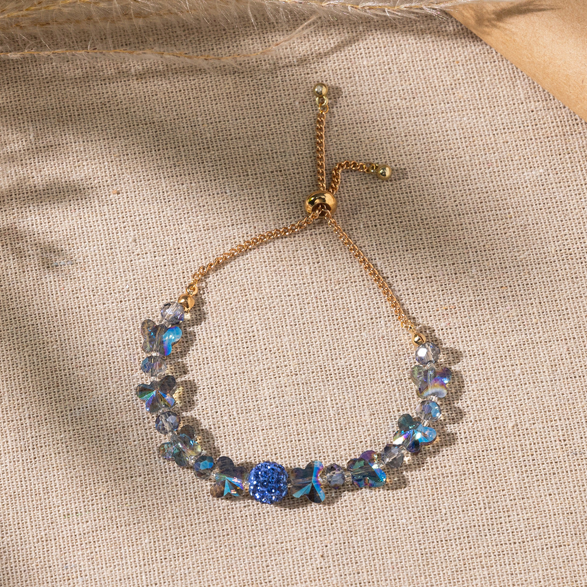 Wholesale Colorful gradient butterfly glass bead bracelet