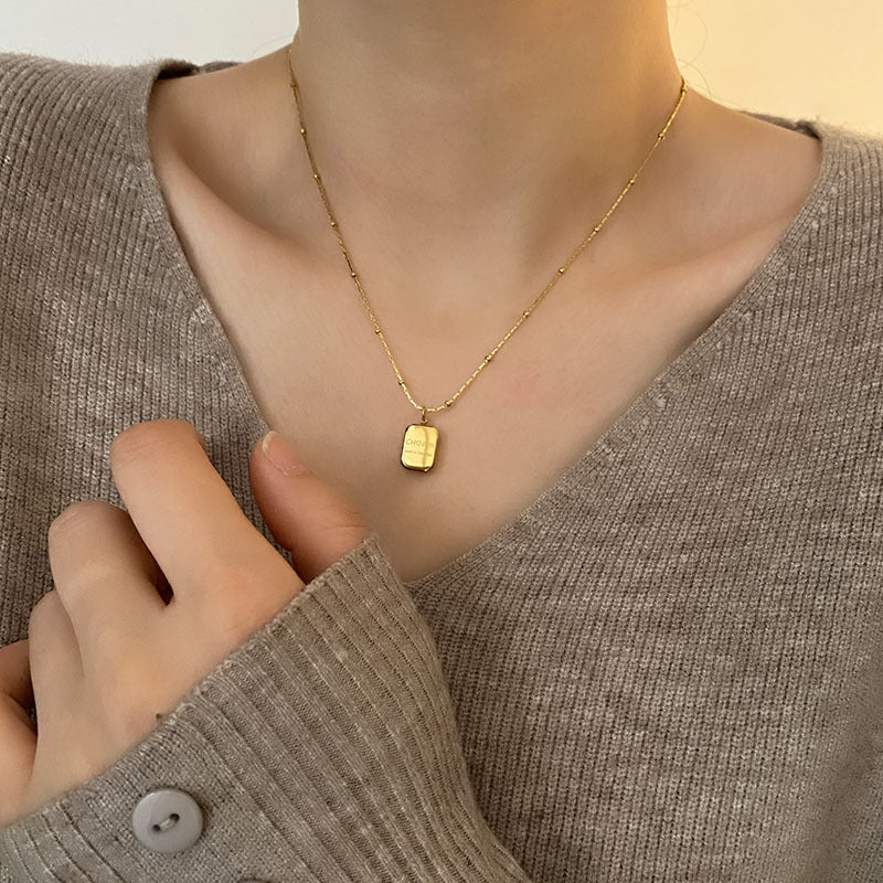 Wholesale Retro Block Letter Necklace Titanium Steel Necklace Sweater Chain Clavicle Chain ACC-NE-Yuxi012