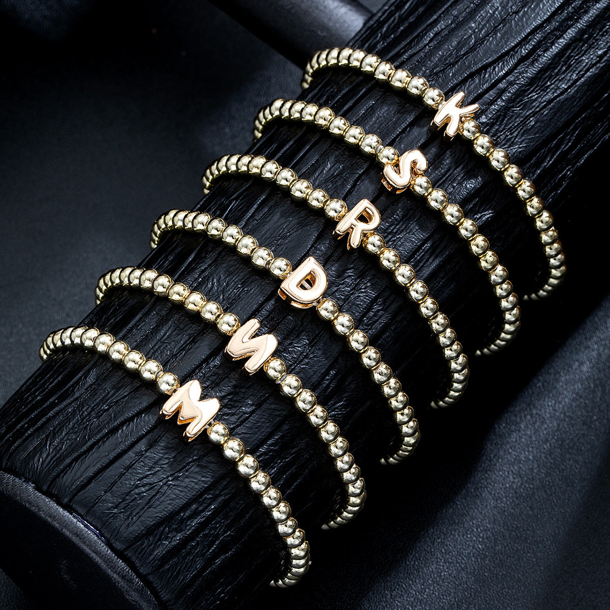 Wholesale Glossy Letter Beaded Elastic Bracelet for Women