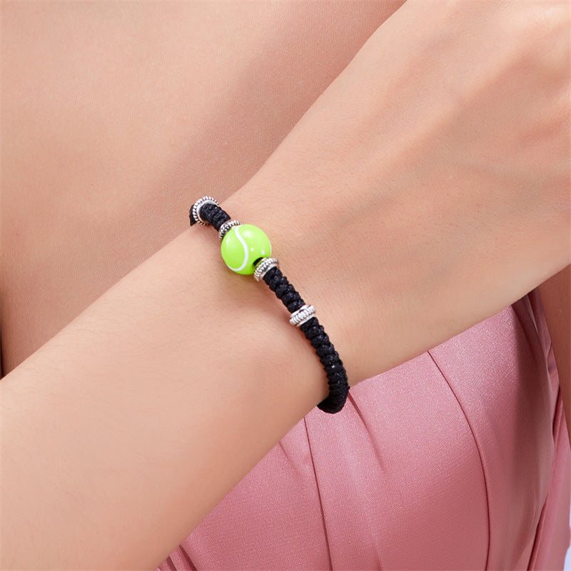 Wholesale volleyball ball bracelet sporty football black rope woven resin bracelet