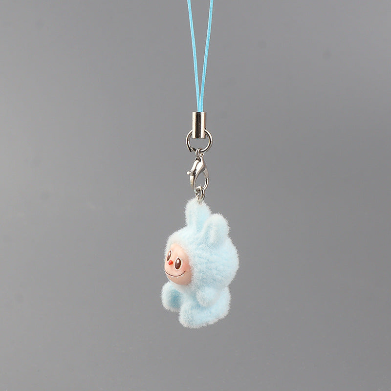 Wholesale 10pcs Flocking Cute Cartoon Keychain Mobile Phone Charms