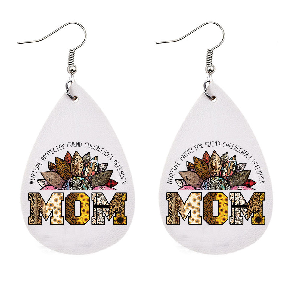 Wholesale MAMA Leopard Mother's Day Leather Earrings ACC-ES-CY006