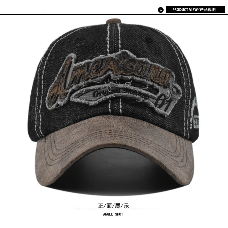 Wholesale retro baseball cap  washed Denim peaked cap