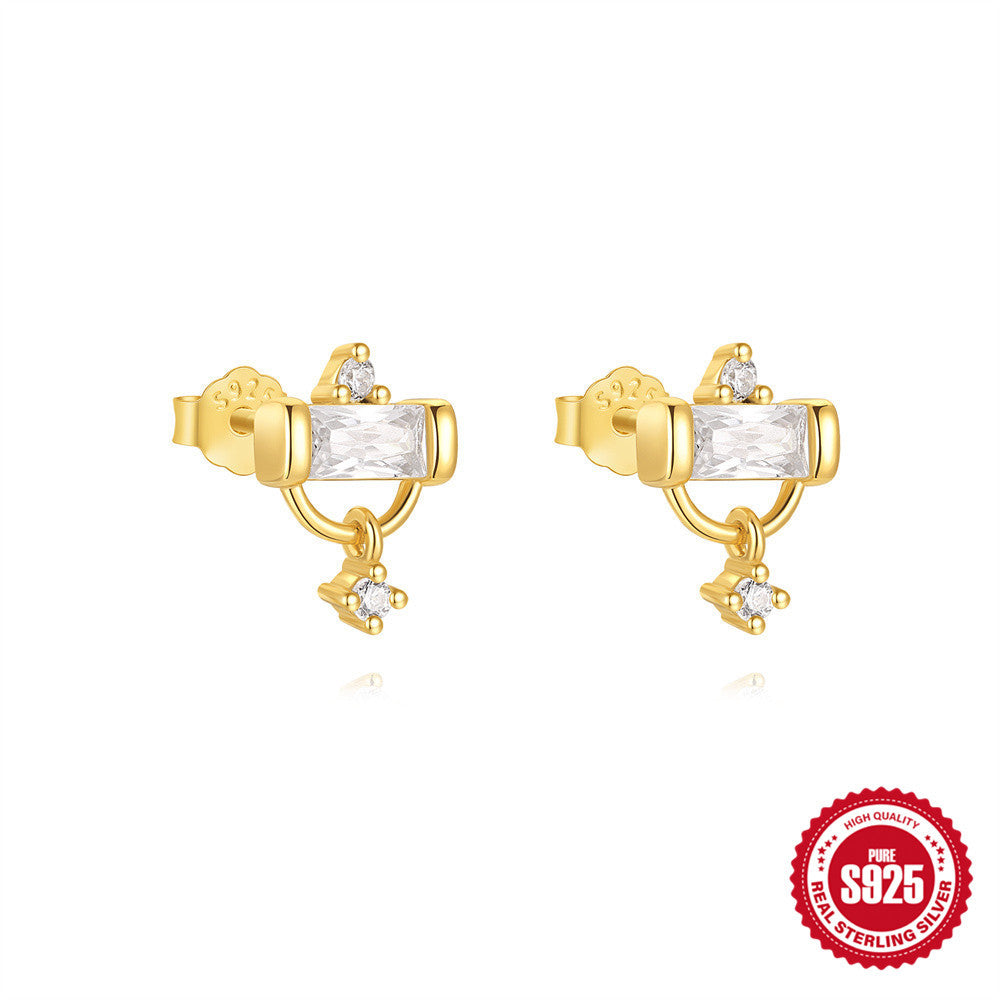 Wholesale  S925 Sterling Silver  Cute Petal Diamond Pearl Earrings