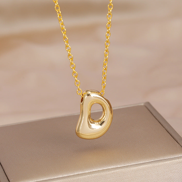 Wholesale Brass Glow Balloon Bubble Cute Chubby 26 English silver Letter Pendant Necklace