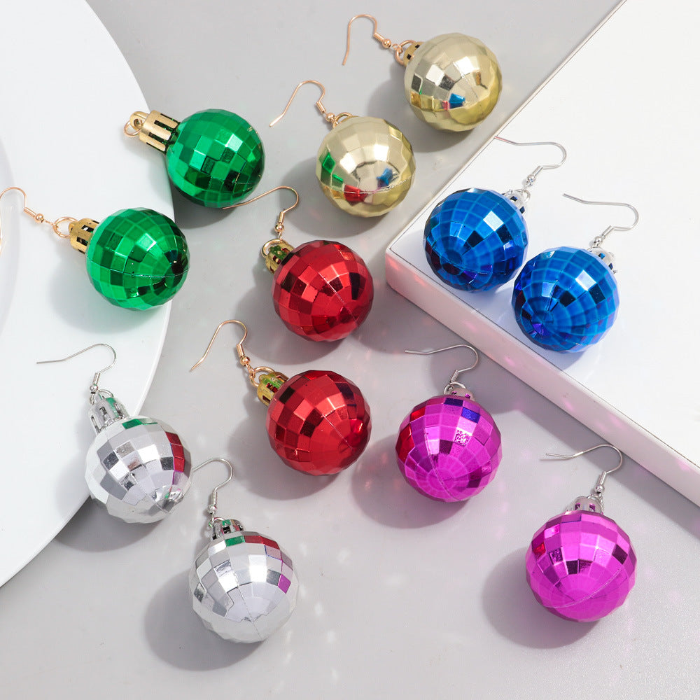 Wholesale multi-faceted reflective lantern ball earrings