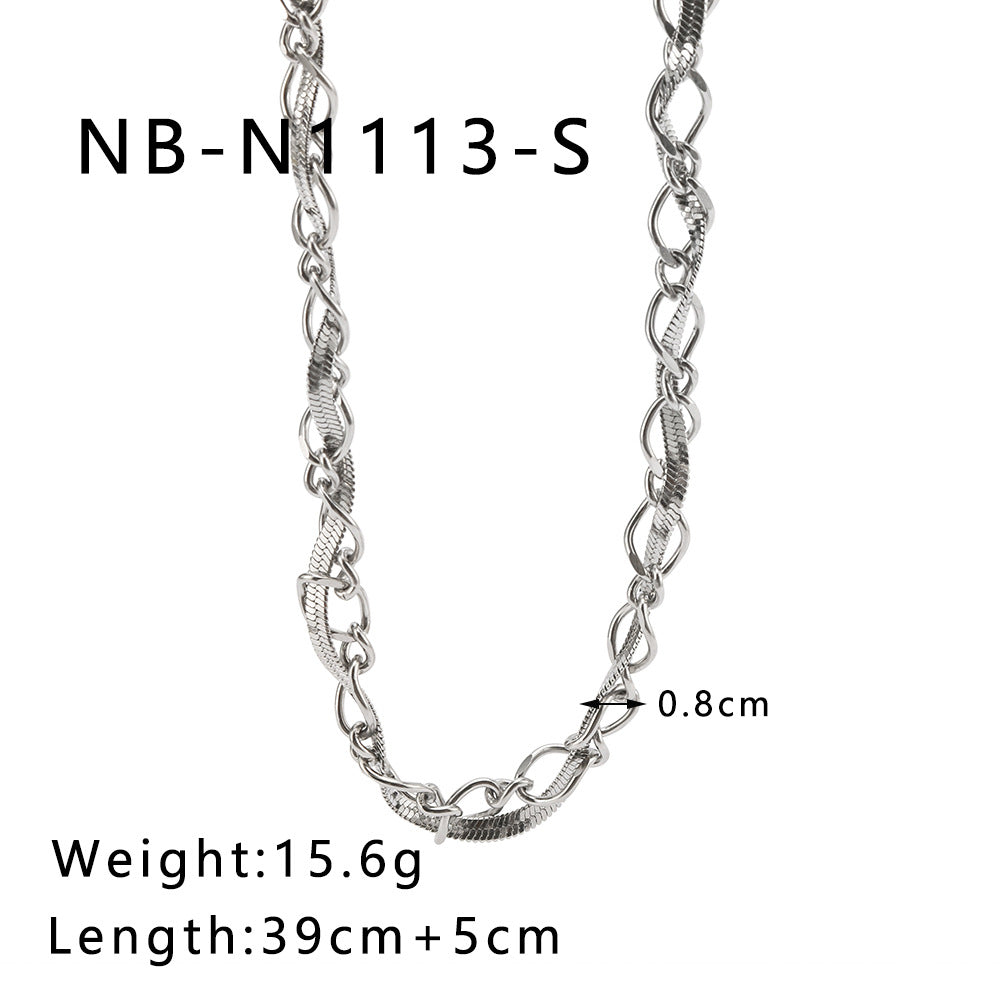 Wholesale  Stainless Steel Chain Flat Snake Chain Combination 18K Gold Necklace