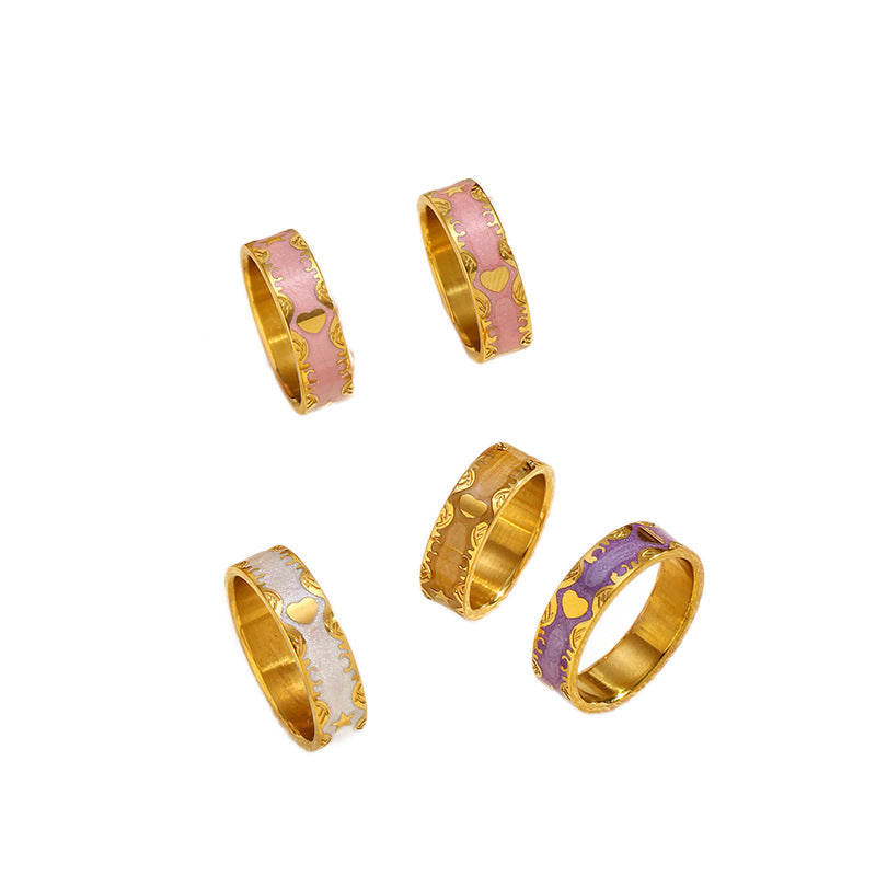 Wholesale retro court style heart-shaped stainless steel ring
