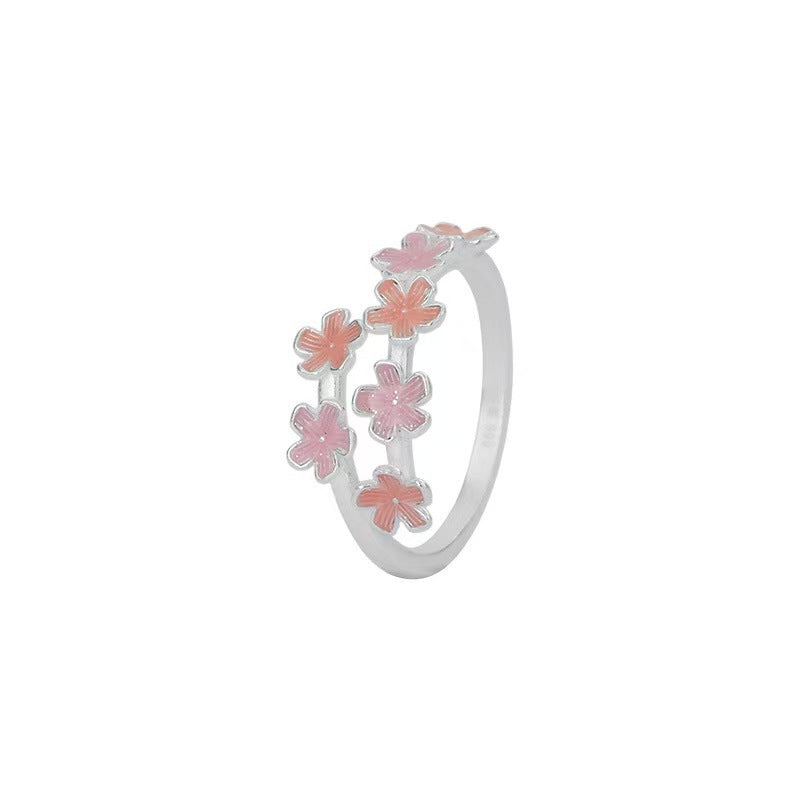 Wholesale Adjustable Flower Ring With Pink Enamel Tulip Design Everyday Wear Fashion Accessory For Boutique Resale