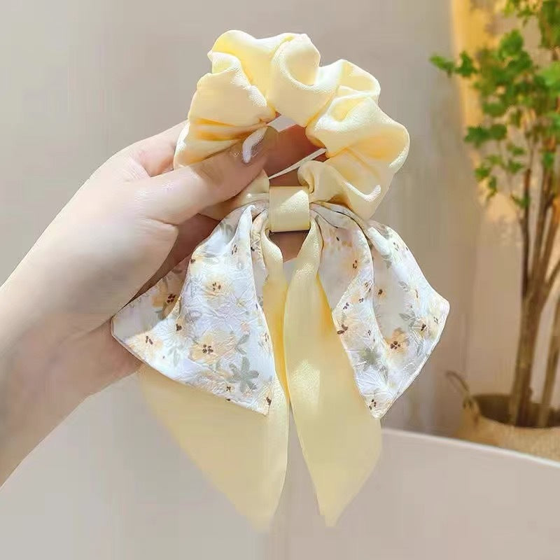 Wholesale Floral Bow Ribbon Hair Band Hair Scrunchies ACC-HS-Geyi001