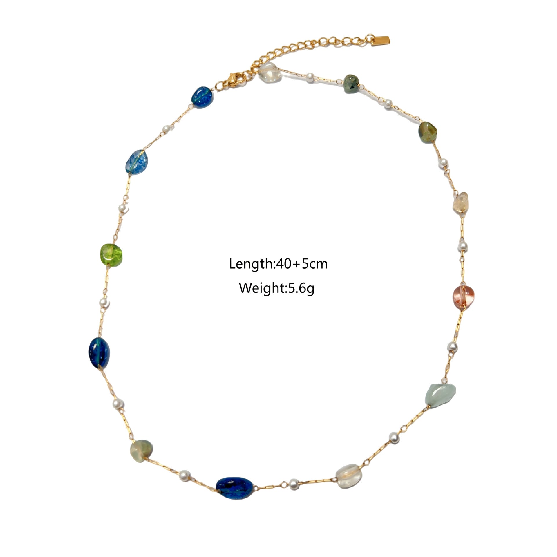 Wholesale Stainless Steel Colorful Natural Stone Beaded Necklace