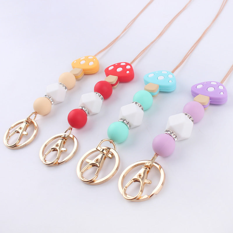 Wholesale Cartoon Mushroom Silicone Bead Necklace Pendant Keychain ACC-KC-GuangTian020