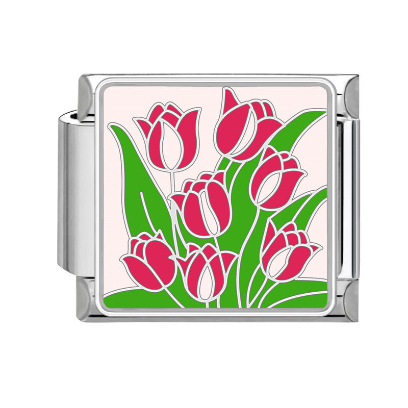 Wholesale Italian Charm Bracelet 9mm DIY Splicing Flowers Stainless Steel Composable Bracelet