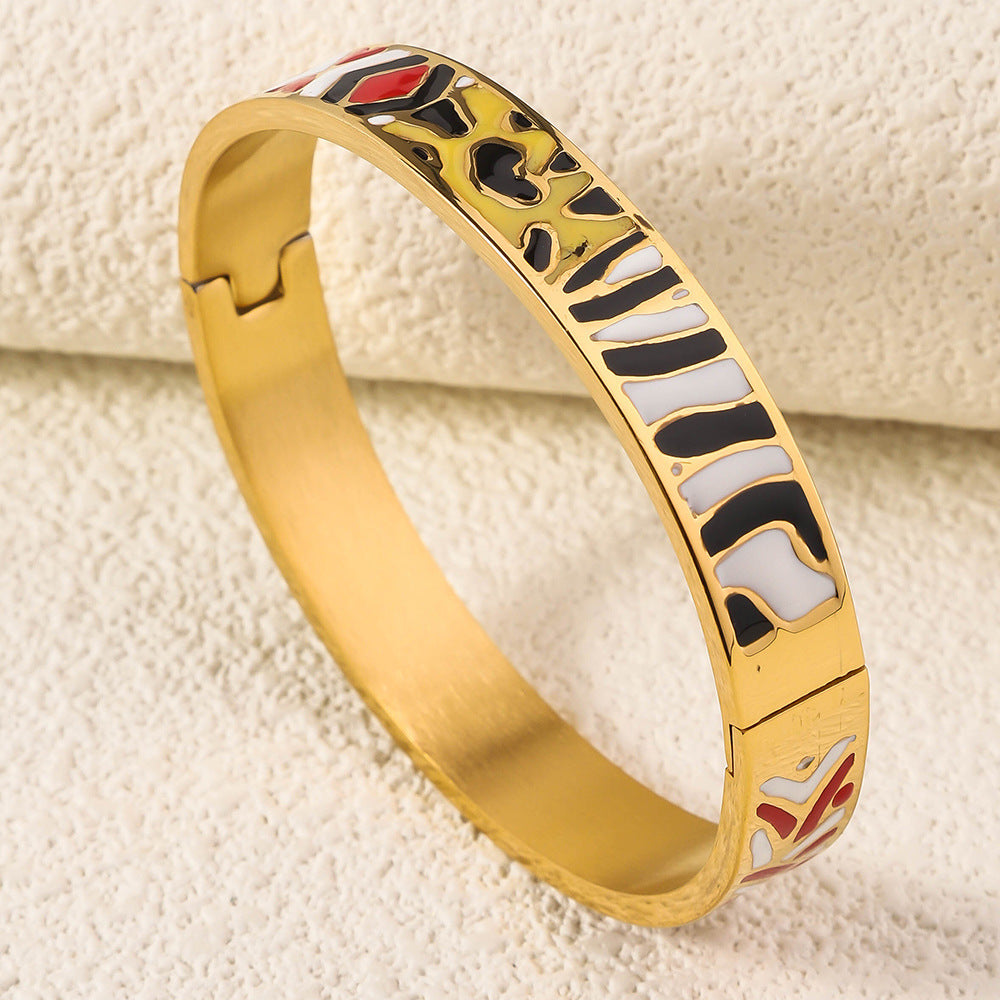 Wholesale Niche Light Luxury Stainless Steel Enamel Oil Drip Bracelet ACC-BT-RuiX005