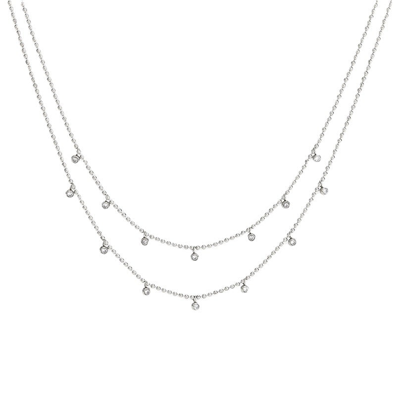 Wholesale Stainless steel Double-layer stacked zircon necklace