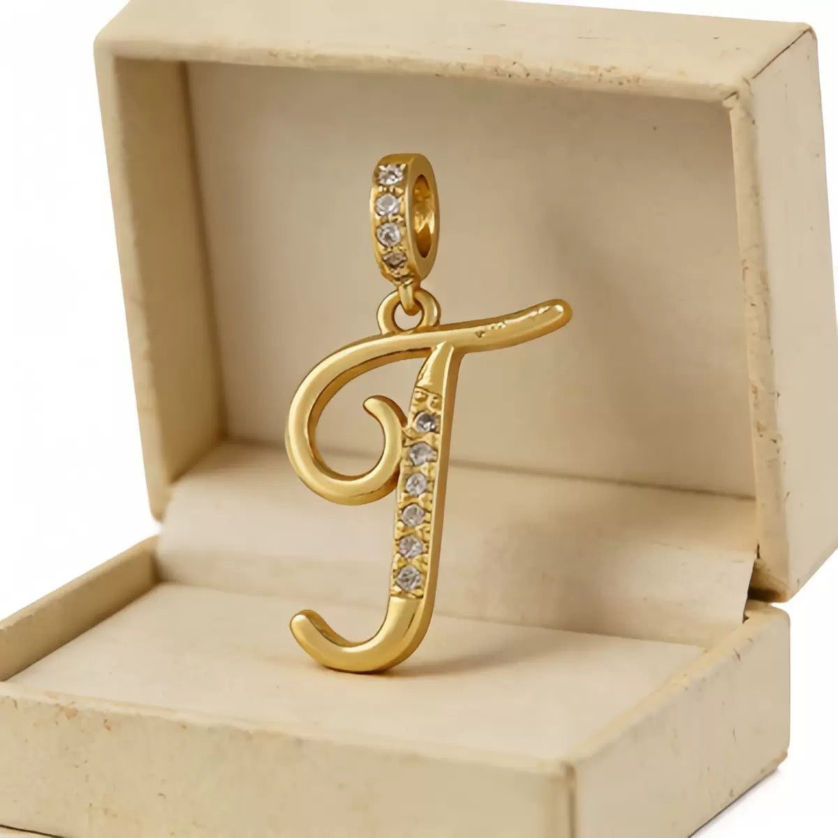 Wholesale Gold Plated Copper Letter Pendant with Zircon,  Pan Style DIY Necklace Accessory