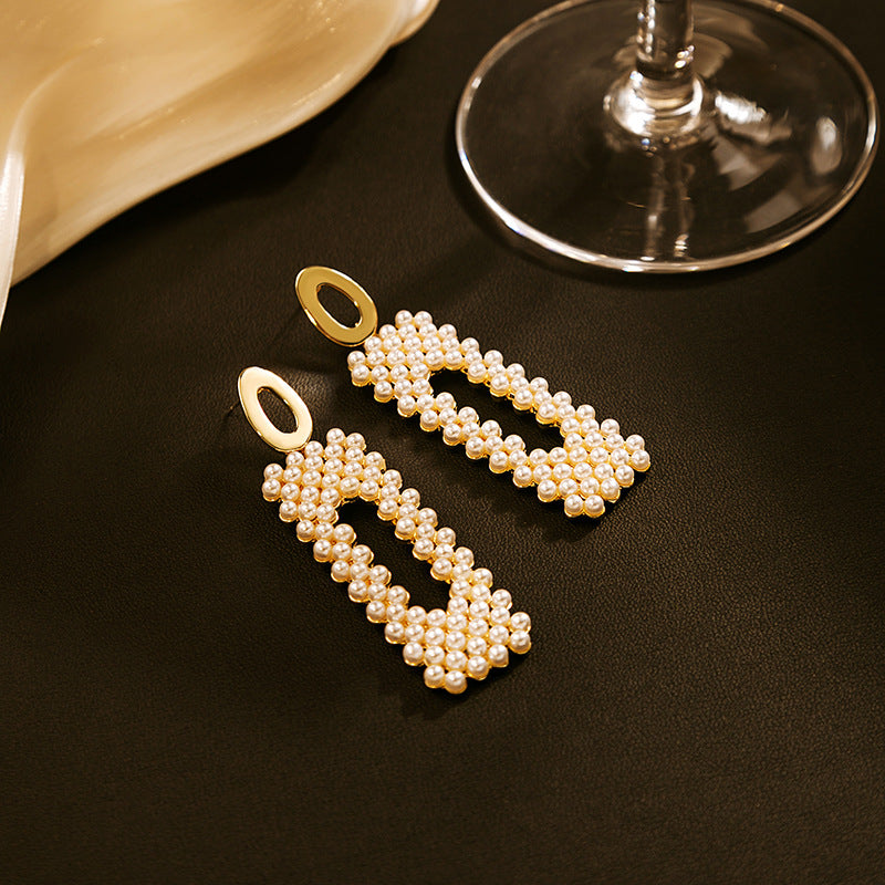 Wholesale pearl light luxury elegant silver needle steel needle alloy earrings ACC-ES-MDD007