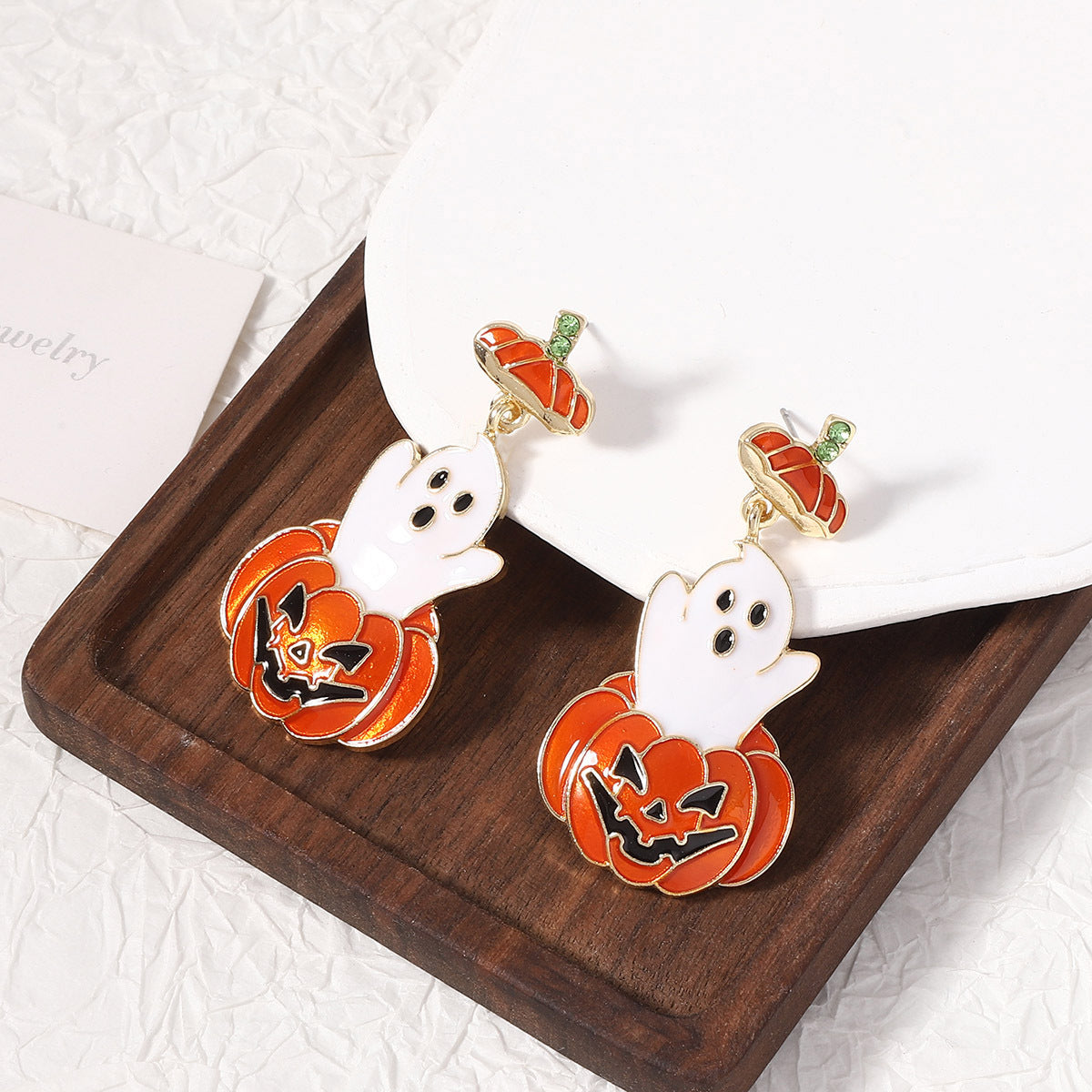 Wholesale  Oil-Dripped Ghost Pumpkin Earrings