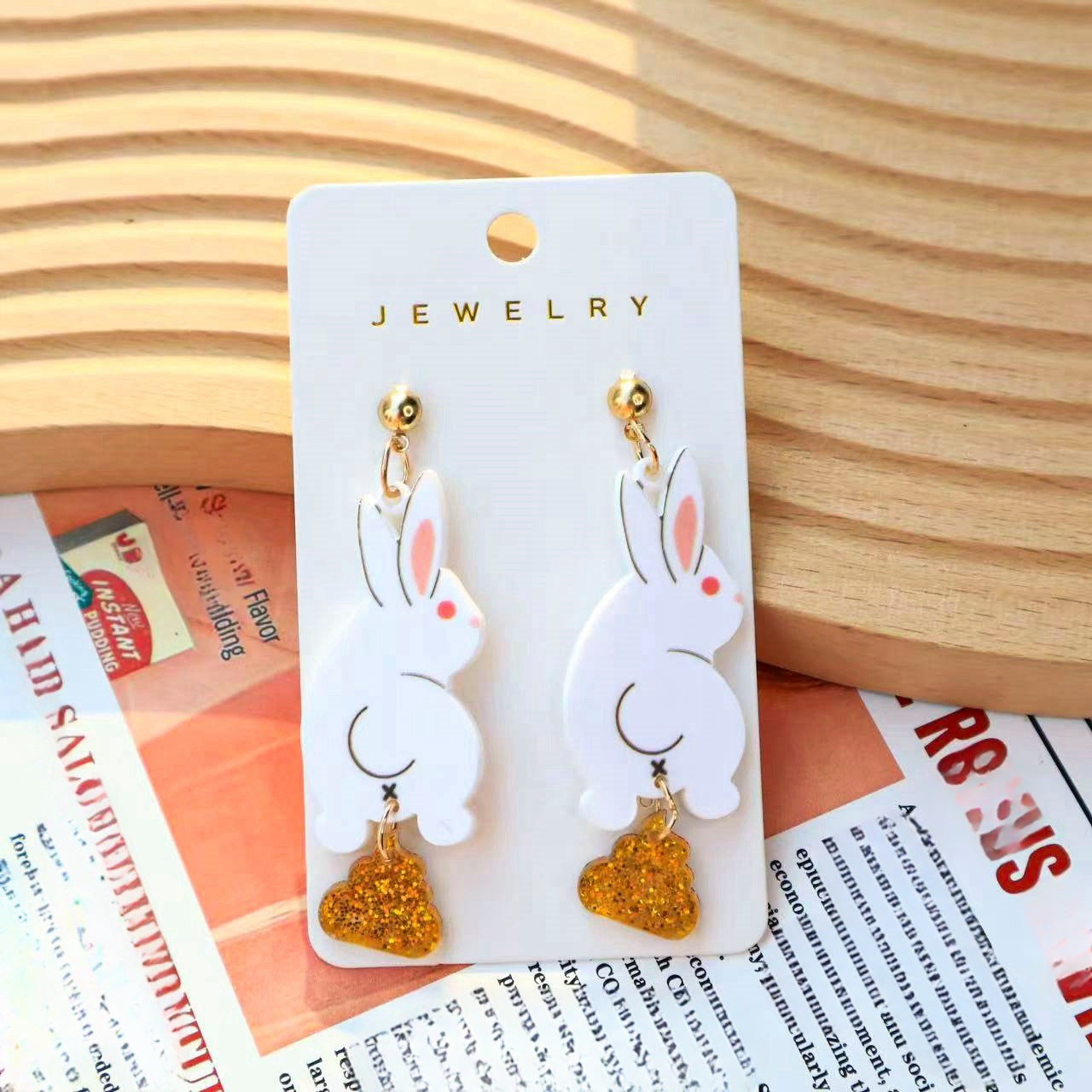 Wholesale Acrylic Easter Funny Bunny Earrings