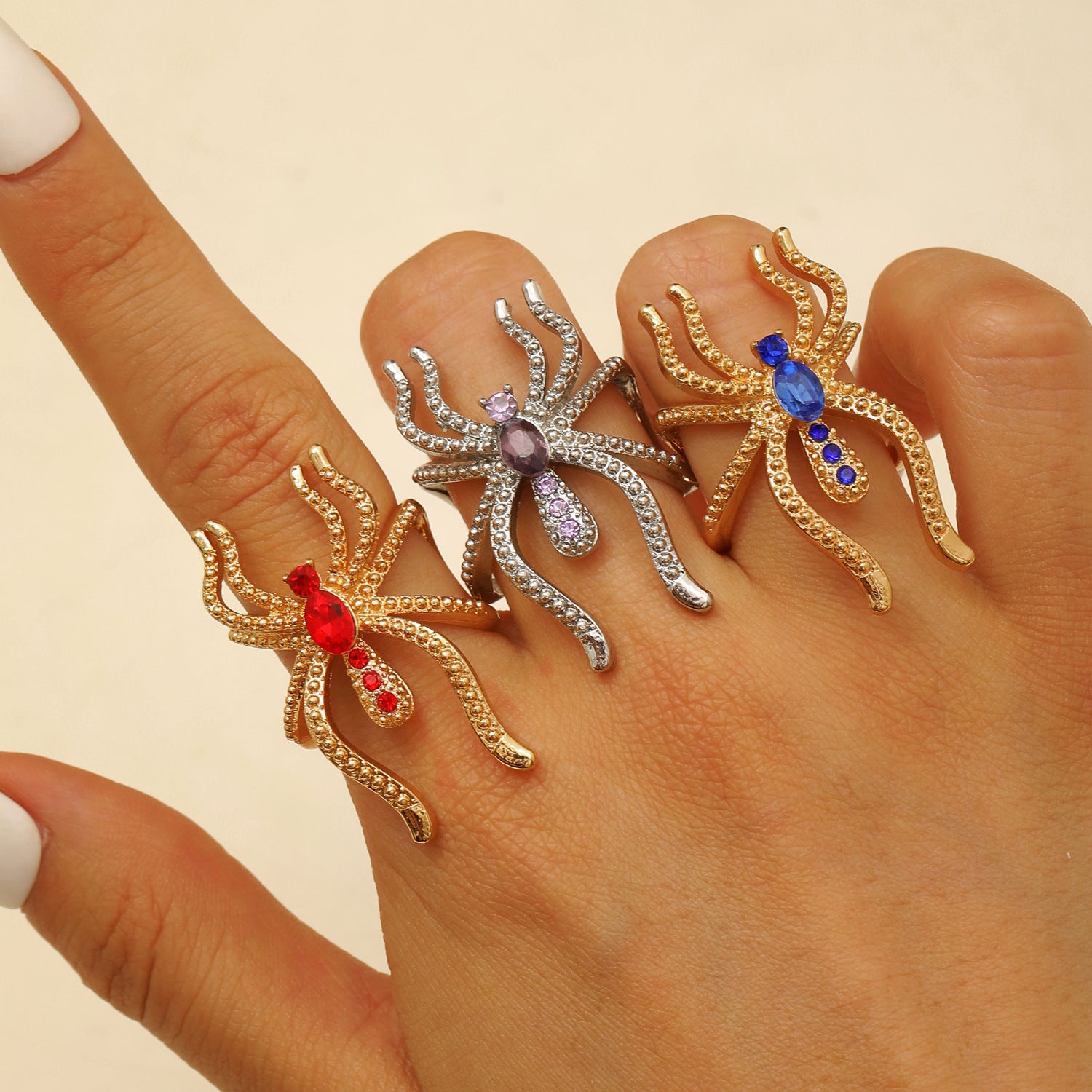 Wholesale Gothic Punk  Ring with Rhinestones,  Trendy Jewelry Accessory for  or Everyday Wear