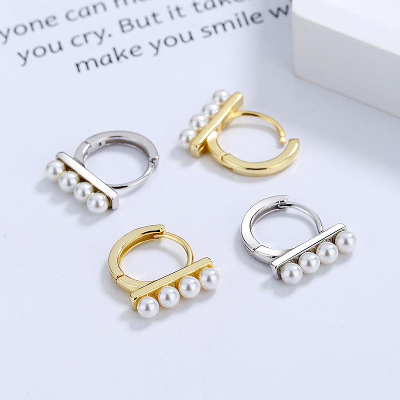 Wholesale S925 Sterling Silver Balance Beam Bead Earrings