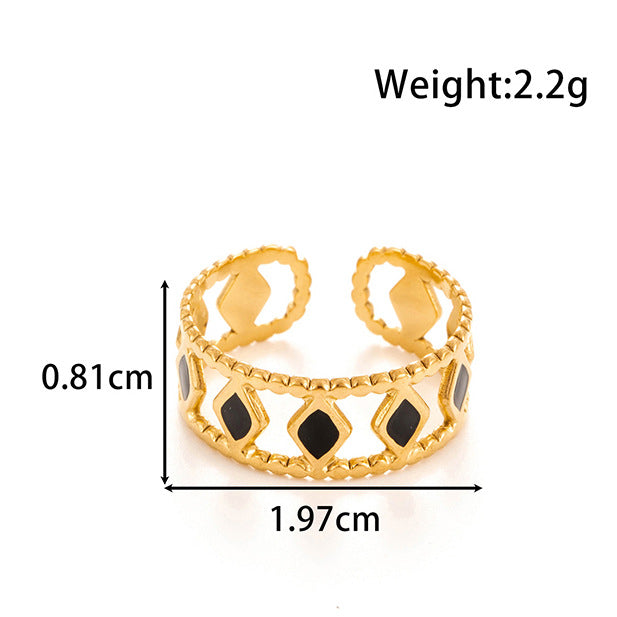 Wholesale  Retro   All-match Titanium Steel Diamond Pattern Opening Adjustable Ring