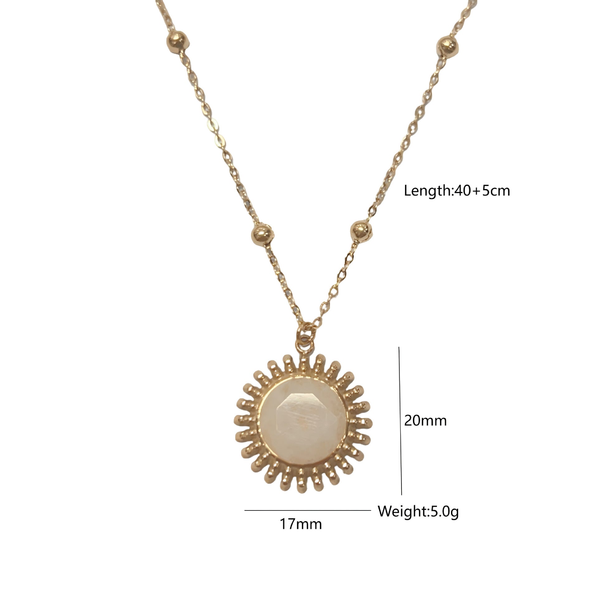 Wholesale Natural Stone Beaded Necklace Shell Ot Buckle Pendant Stainless Steel White Jade Pendant Necklace