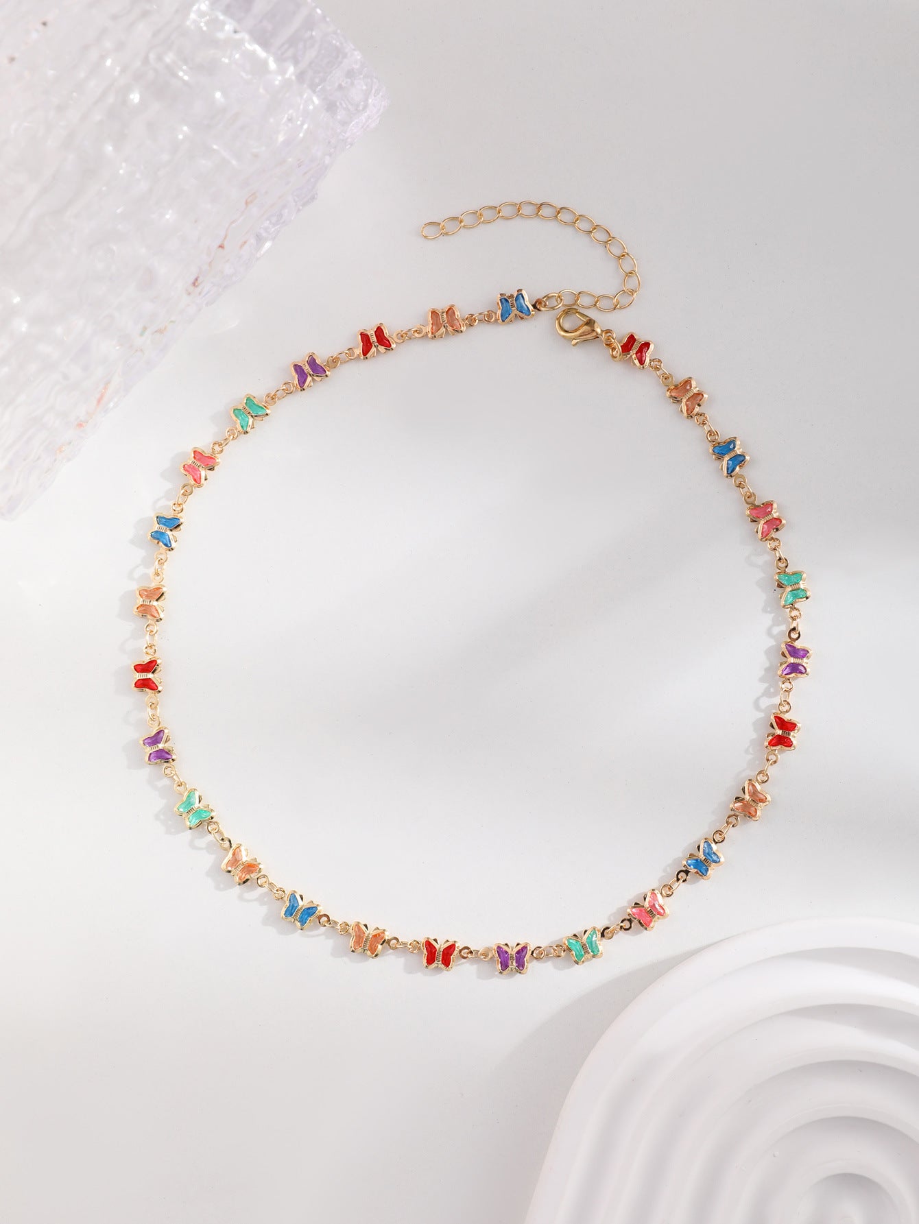 Wholesale Diamond Butterfly Necklace Colorful Diamond Clavicle Chain ACC-NE-JunJie004
