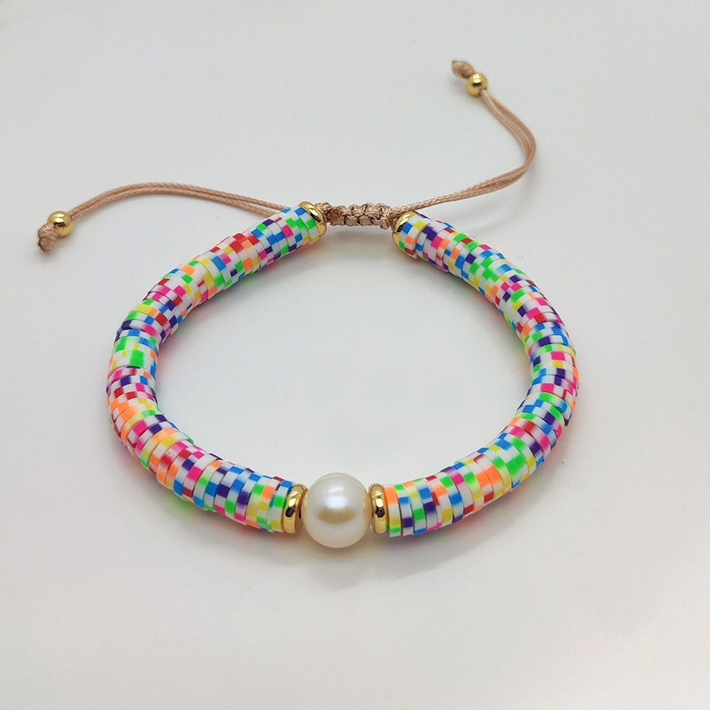 Wholesale bohemian beach style colorful soft clay beaded bracelet ACC-BT-Qiqi003